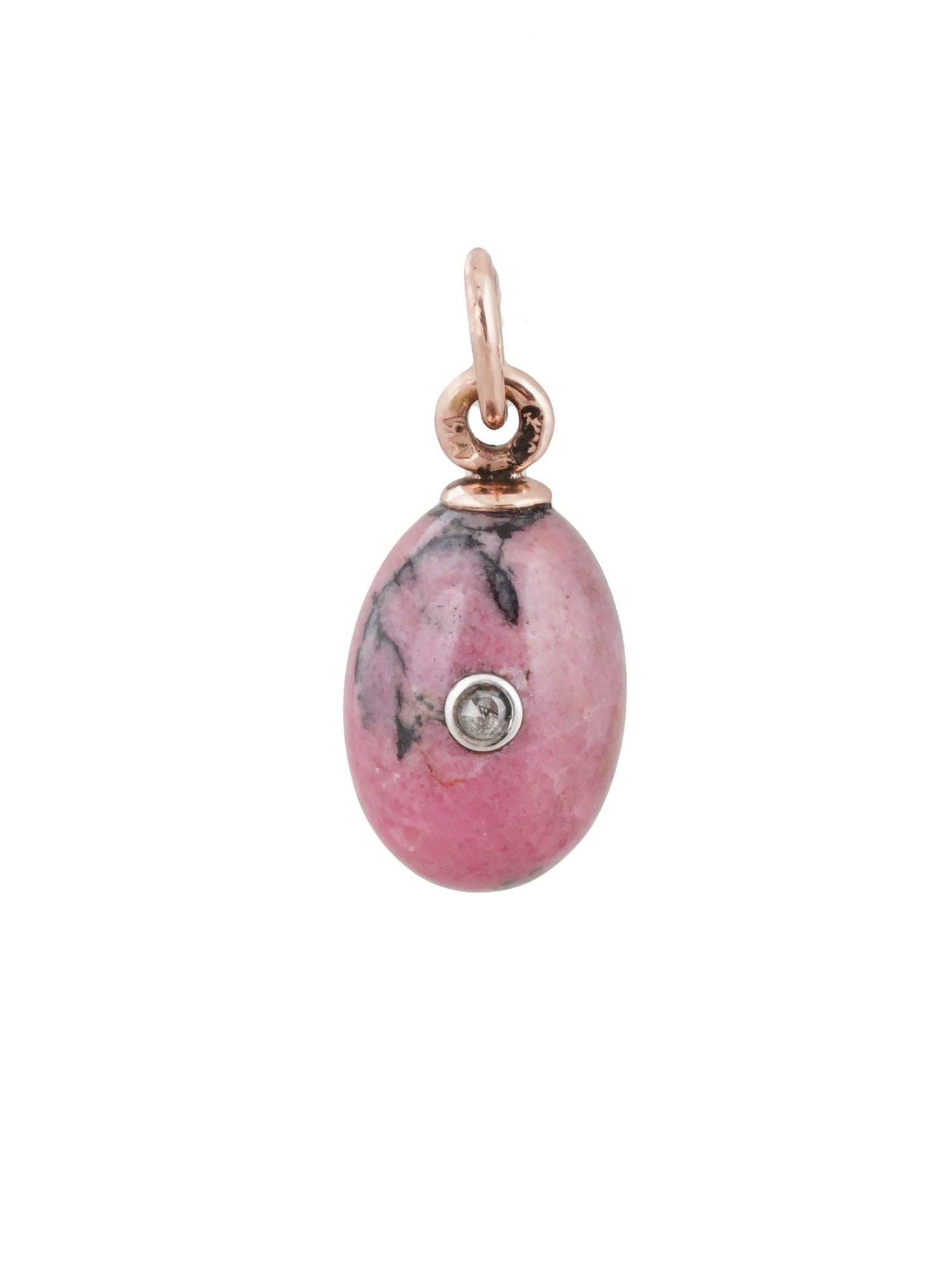 RUSSIAN 14K GOLD RHODONITE EASTER EGG PENDANT W D (1 of 4)