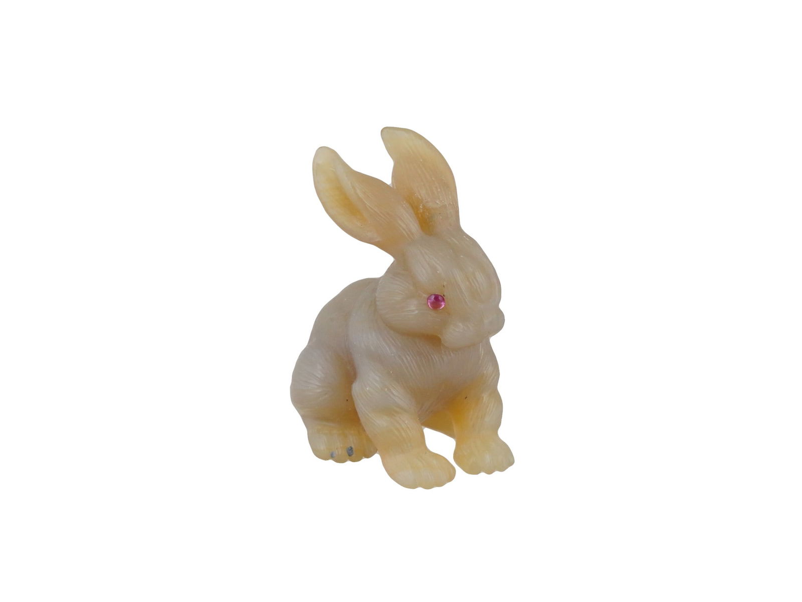 RUSSIAN CARVED AGATE FIGURINE OF A RABBIT W RUBY EYES (1 of 7)