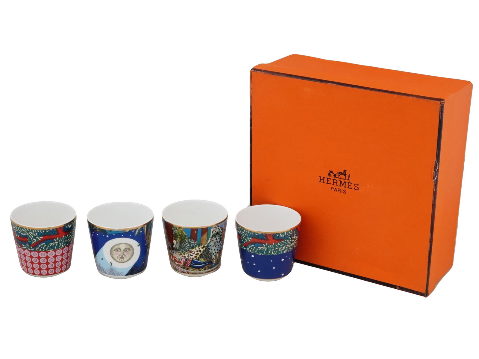HERMES PARIS PORCELAIN COFFEE CUPS MIDSUMMER NIGHT (1 of 5)