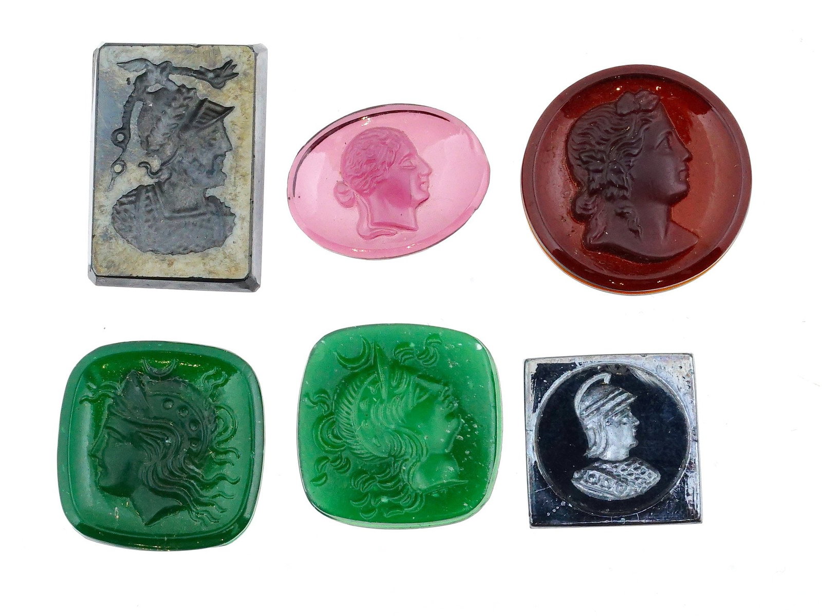 ANCIENT ROMAN MANNER COLOR GLASS INTAGLIO SEALS (1 of 4)