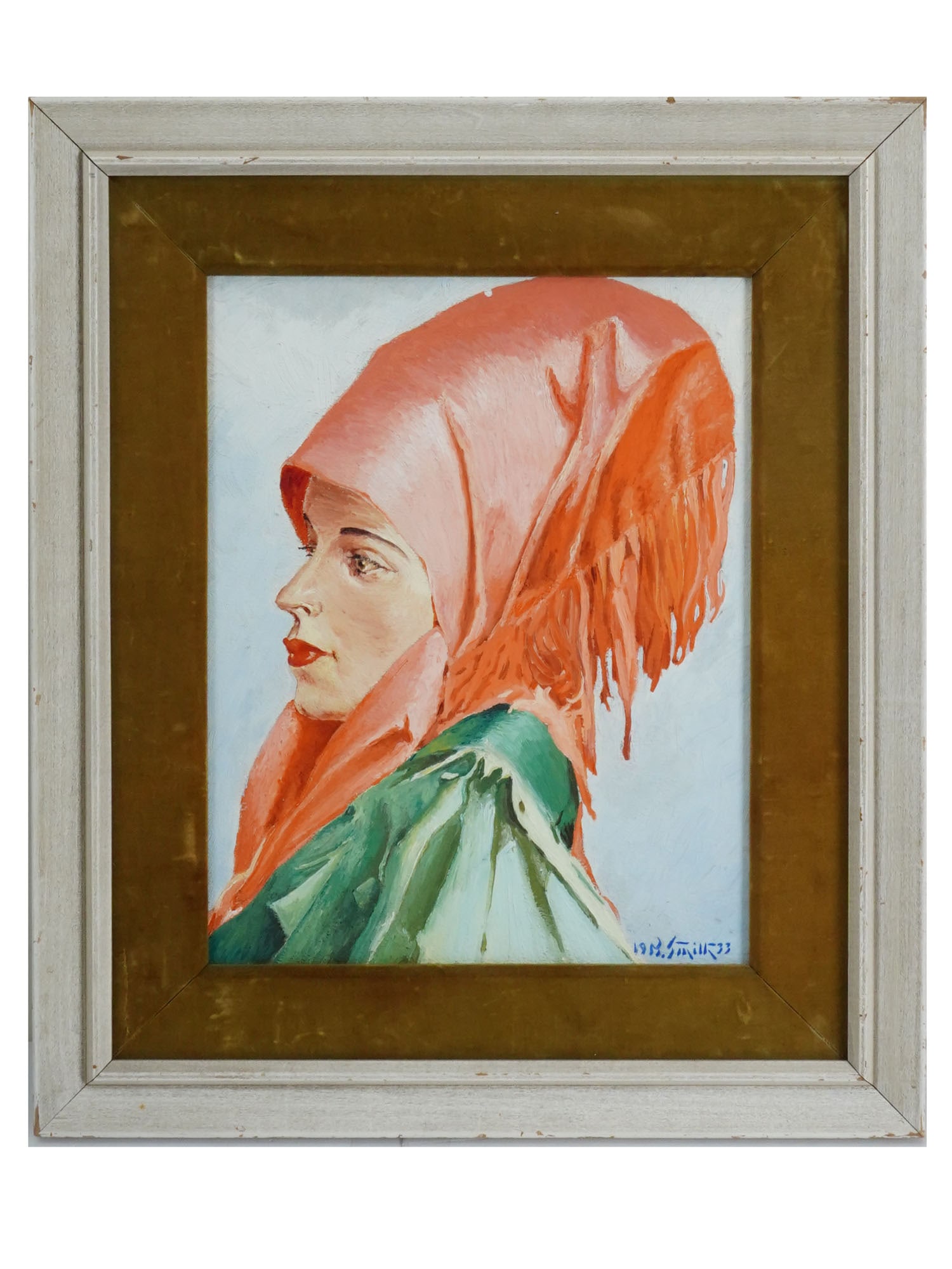 JEWISH FEMALE PORTRAIT OIL PAINTING SIGNED (1 of 5)