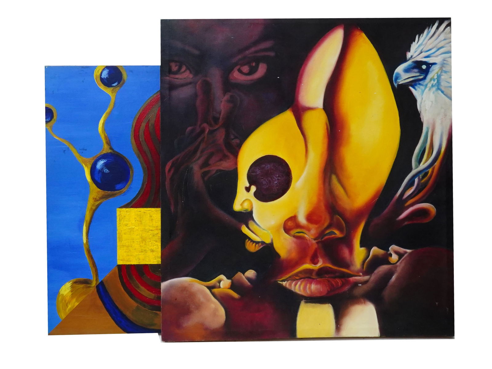 LOT OF SURREAL SALVADOR DALI MANNER OIL PAINTINGS (1 of 5)