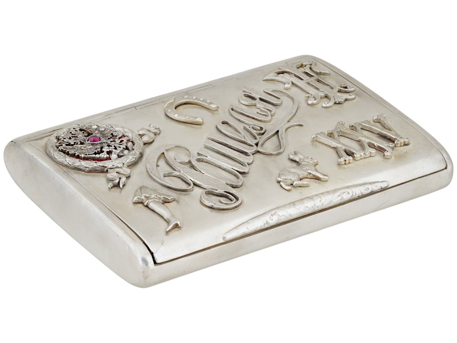 RUSSIAN AOAMZ SILVER ENAMEL DIAMOND CIGARETTE CASE (1 of 6)