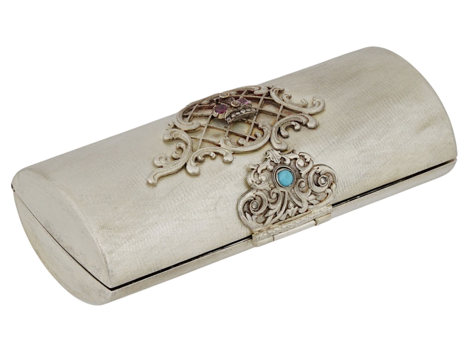 RUSSIAN 88 SILVER PILL BOX WITH DIAMONDS AND DECOR (1 of 4)