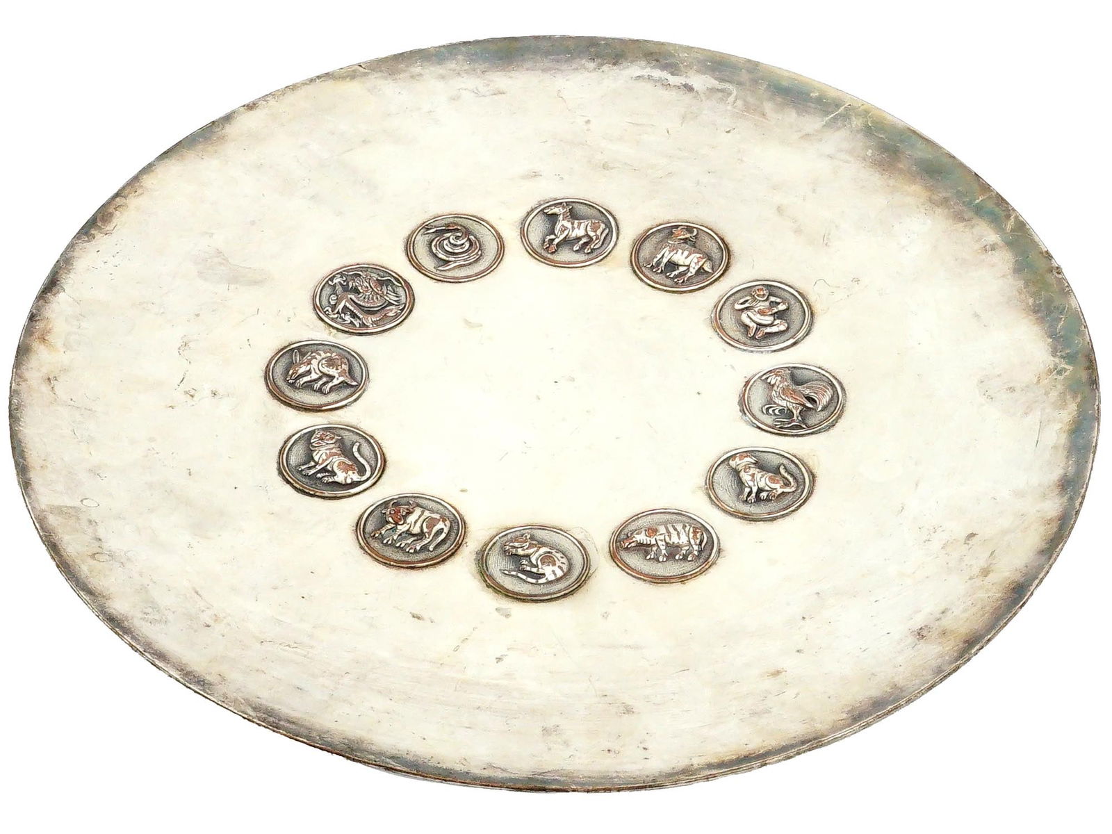 VINTAGE SIGNS OF ZODIAC DESIGN SILVER PLATED PLATE (1 of 5)