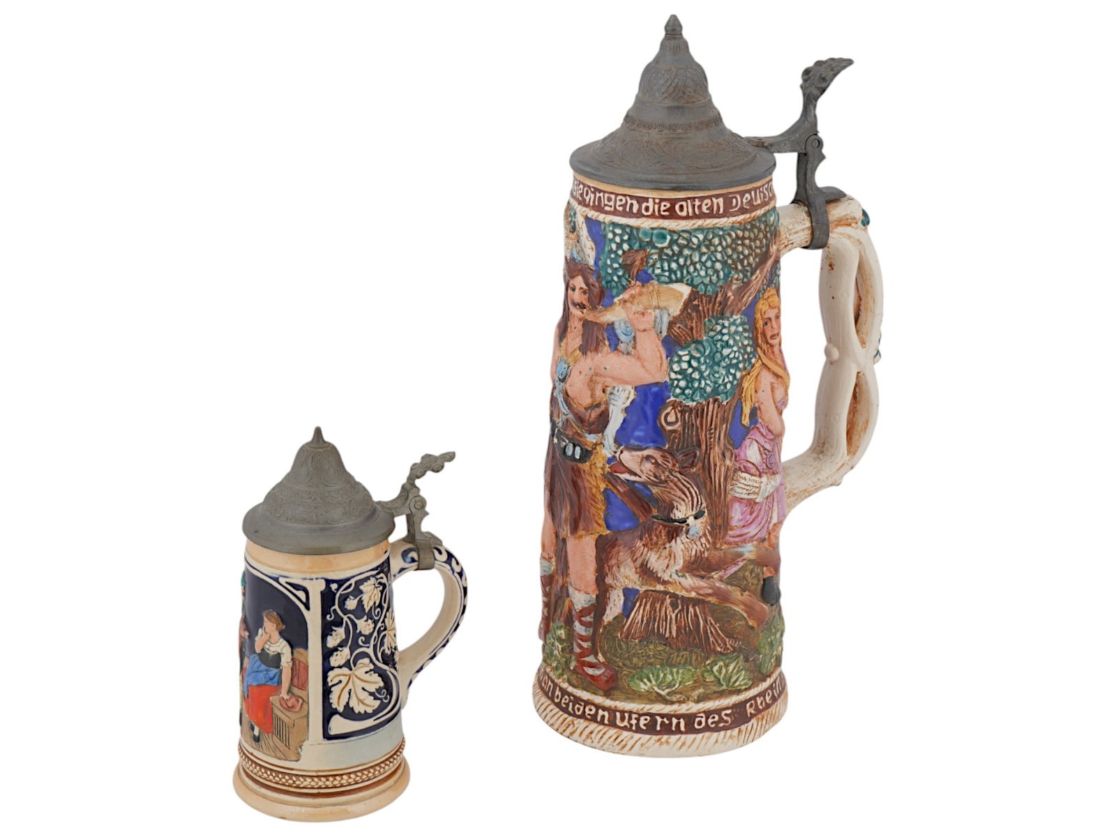 VINTAGE GERMAN HUNTING SCENE CERAMIC BEER STEINS (1 of 11)
