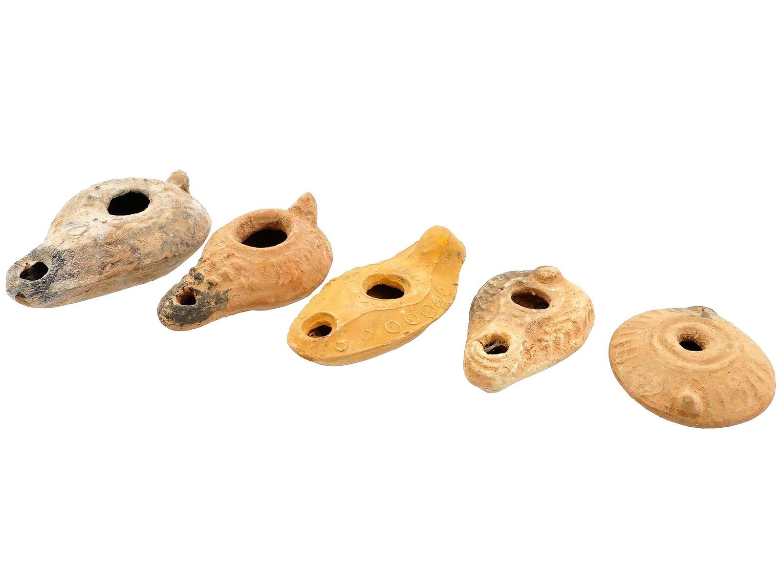 GROUP OF 5 ANCIENT ROMAN TERRACOTTA OIL LAMPS (1 of 10)