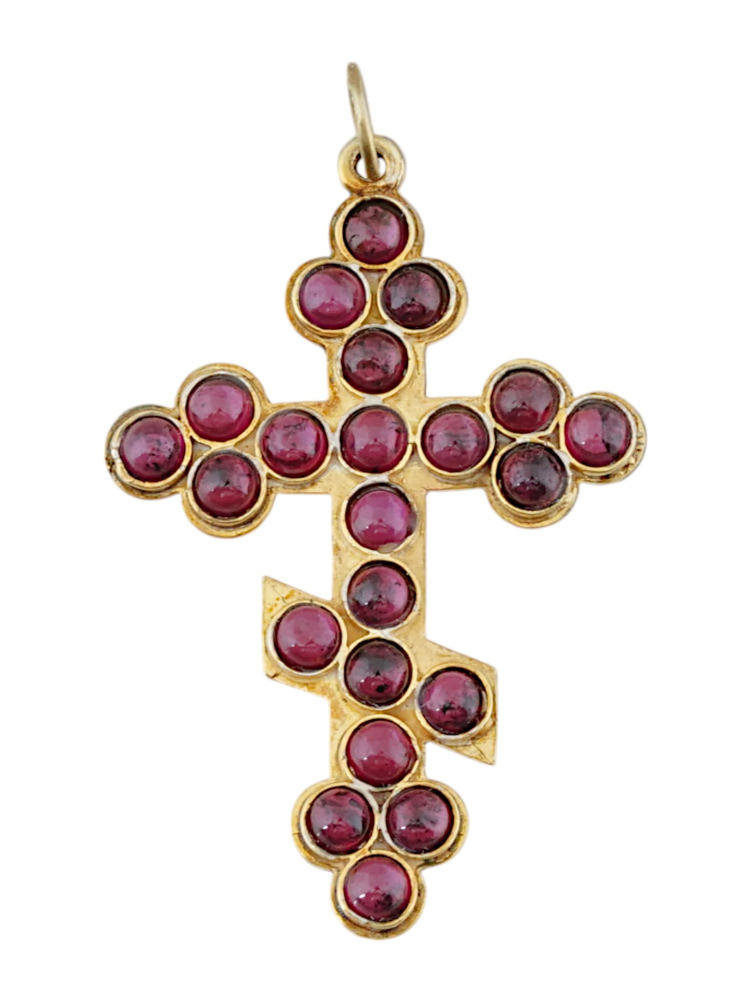 RUSSIAN GILT SILVER GARNETS CROSS CRUCIFIX PENDANT (1 of 4)