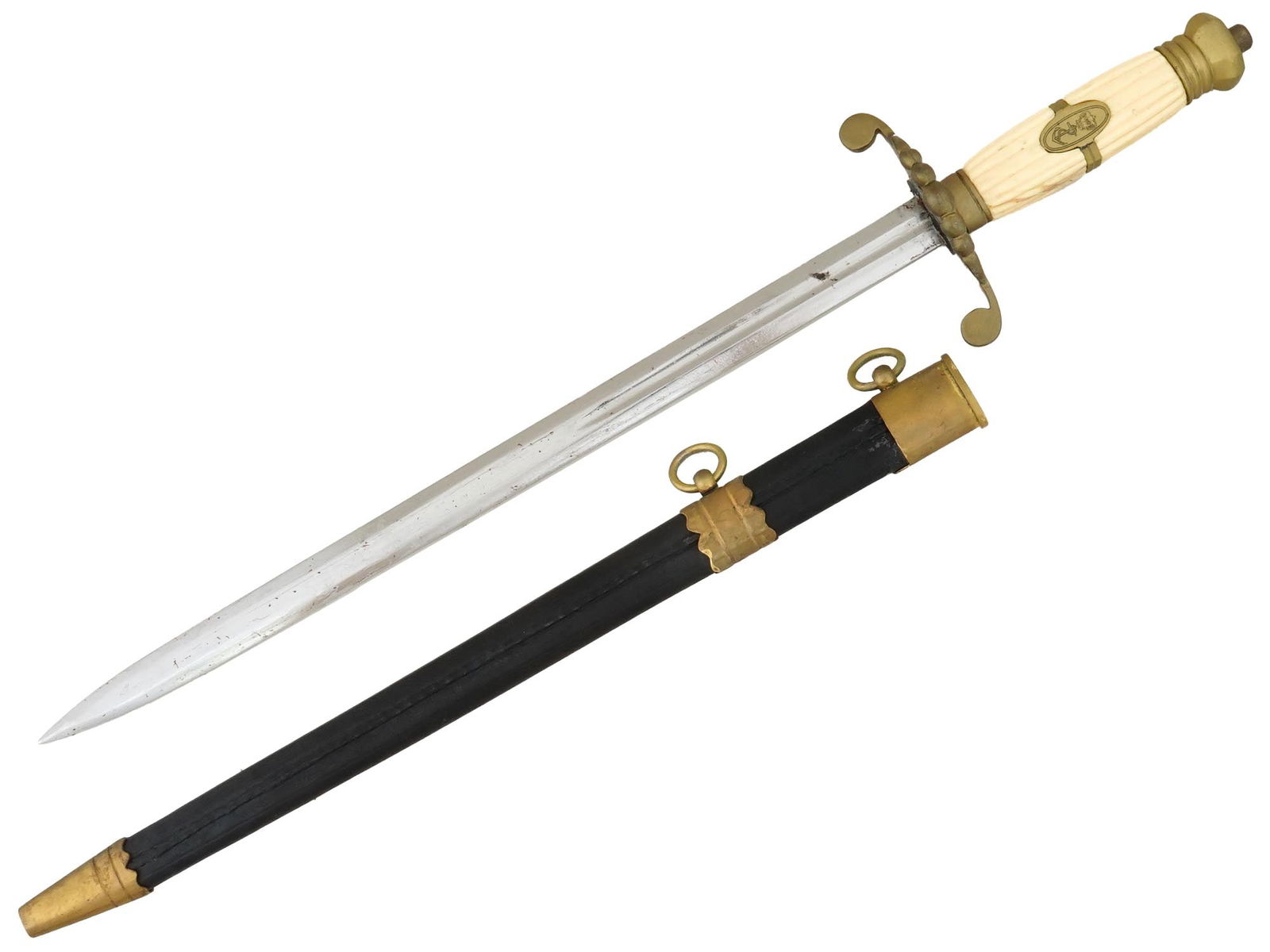 BRITISH NAVAL OFFICERS DIRK DAGGER WITH SCABBARD (1 of 4)