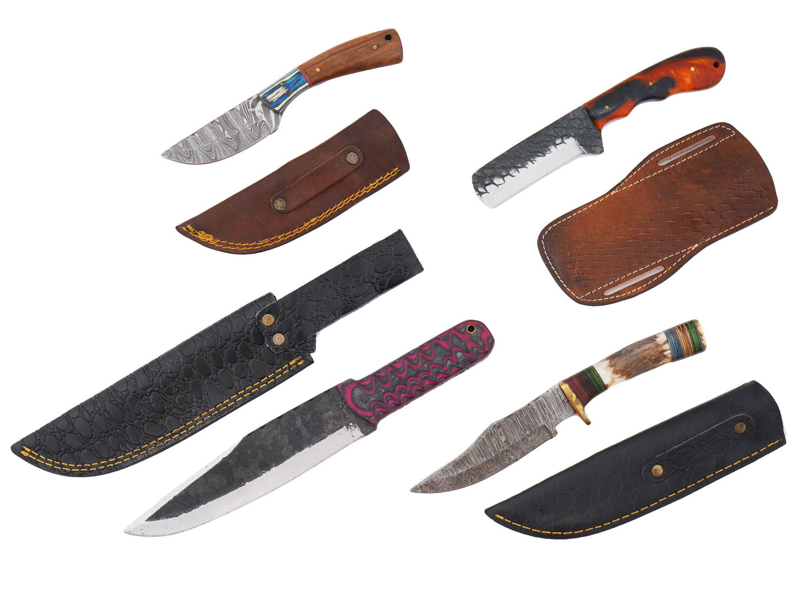 FOUR OF VARIOUS DESIGN KNIVES WITH SHEATHS (1 of 9)