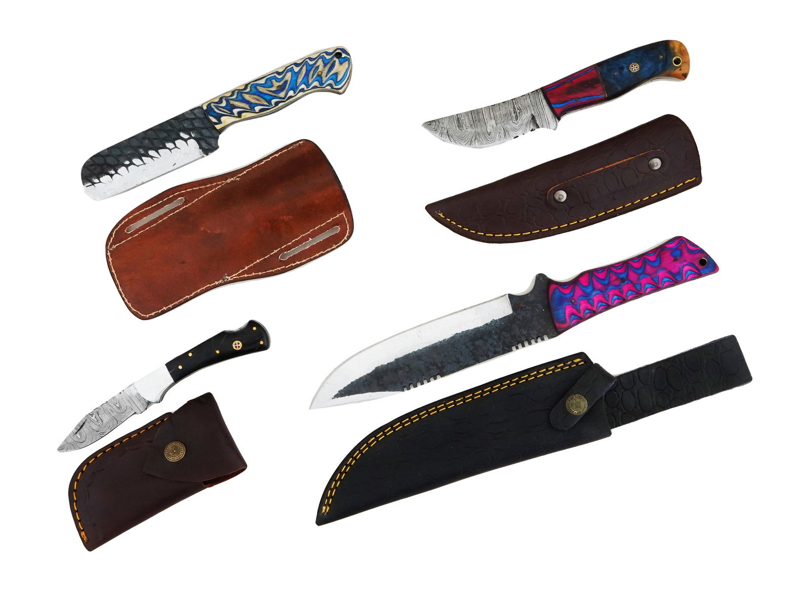 FOUR OF VARIOUS DESIGN KNIVES WITH SHEATHS (1 of 4)