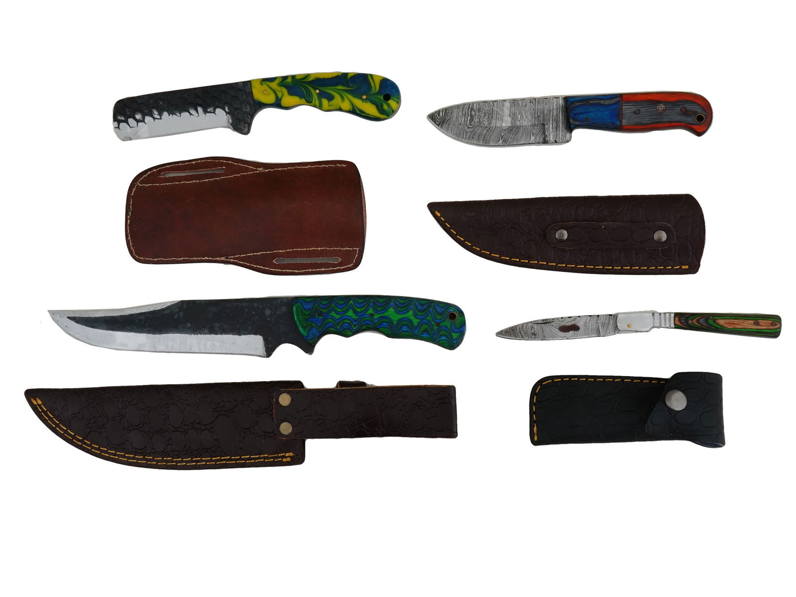 FOUR OF VARIOUS DESIGN KNIVES WITH SHEATHS (1 of 3)