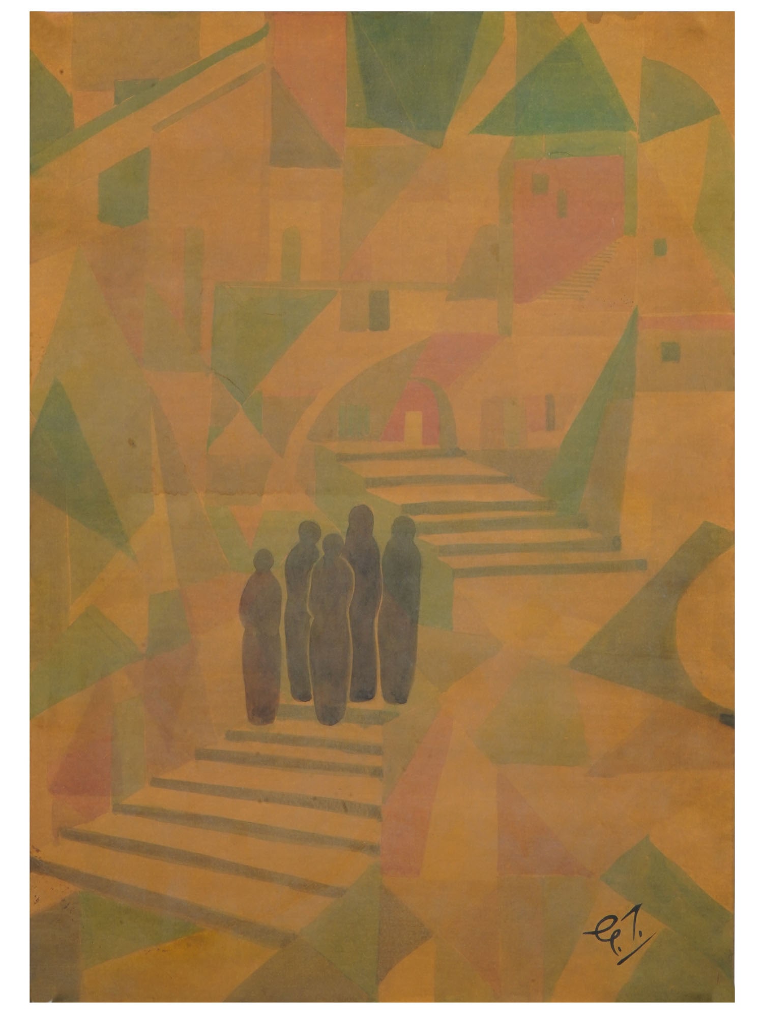 WATERCOLOR PAINTING SIGNED GAGANENDRANATH TAGORE (1 of 5)