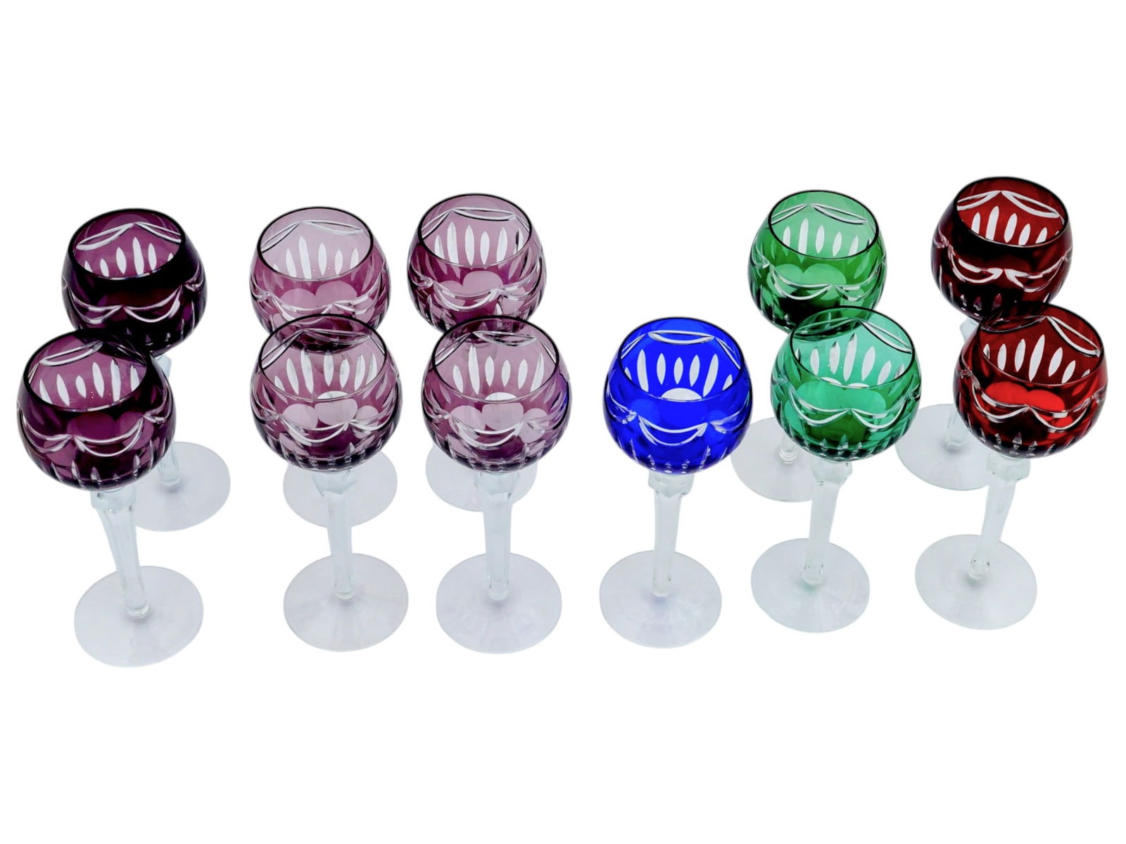 LOT OF BOHEMIAN MANNER CUT TO CLEAR CRYSTAL GLASSES (1 of 6)