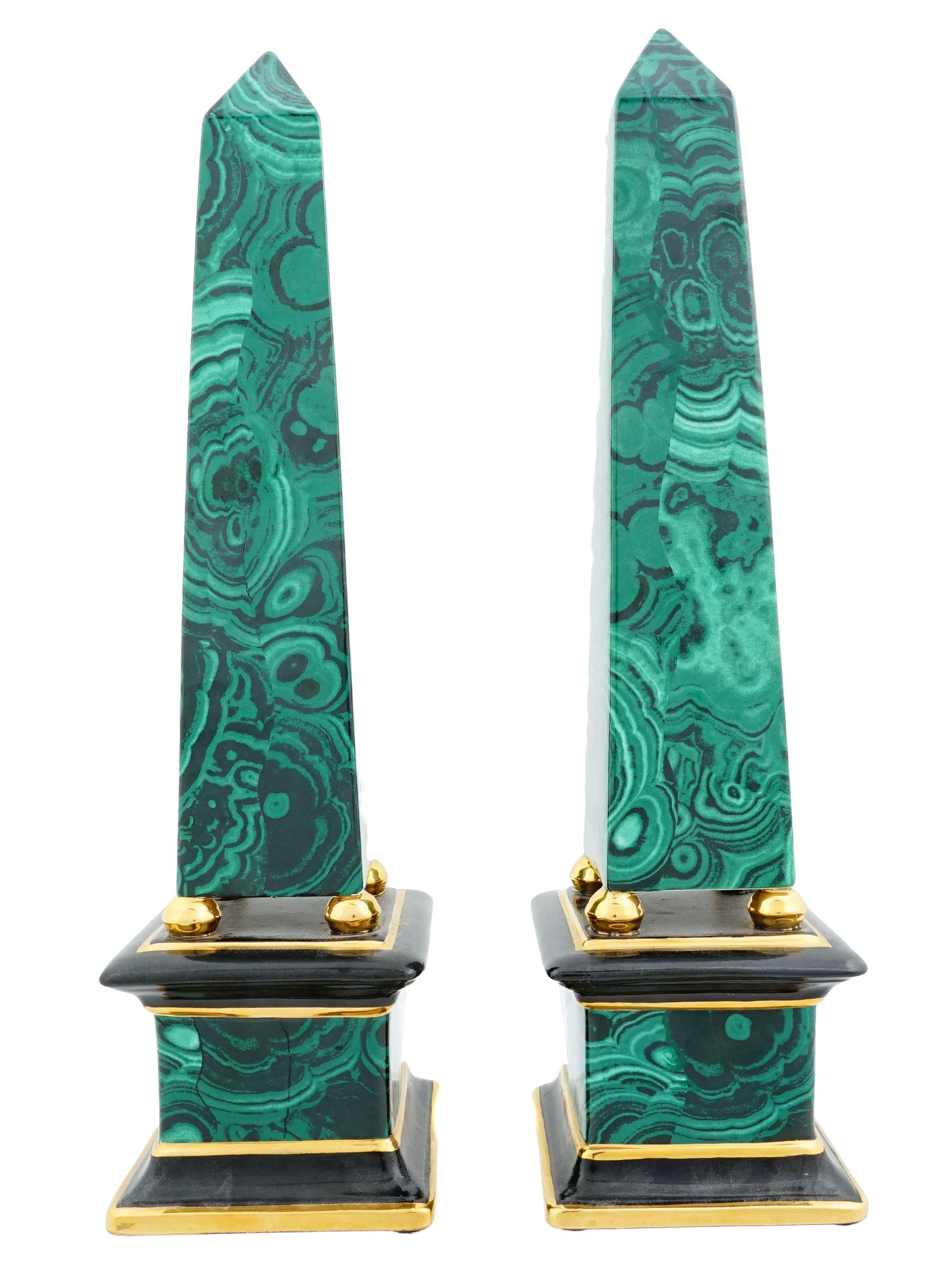 VINTAGE EGYPTIAN REVIVAL MALACHITE OBELISKS (1 of 6)