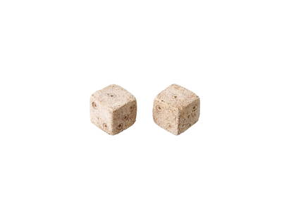 PAIR OF ANCIENT ROMAN CARVED STONE DICE 100 TO 300 AD: A pair of ancient Roman carved stone dice dated from 100 to 300 AD. Carved from stone and featuring a classic design, these dice evoke the excitement and anticipation of games played by Romans centuri