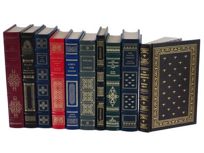 FRANKLIN LIBRARY ILLUSTRATED LEATHER BOUND BOOKS: A lot of 10 books published by The Franklin Library, a division of The Franklin Mint that produced fine collector edition leather bound books over three decades ending in the year 2000. This lot featu