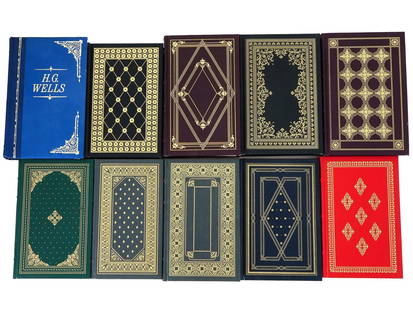 FRANKLIN LIBRARY ILLUSTRATED LEATHER BOUND BOOKS: A lot of 9 books published by The Franklin Library, a division of The Franklin Mint that produced fine collector edition leather bound books over three decades ending in the year 2000. This lot featur