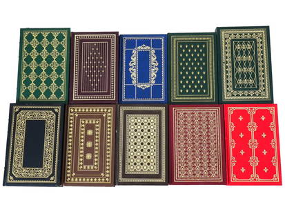 FRANKLIN LIBRARY ILLUSTRATED LEATHER BOUND BOOKS: A lot of 10 books published by The Franklin Library, a division of The Franklin Mint that produced fine collector edition leather bound books over three decades ending in the year 2000. This lot featu