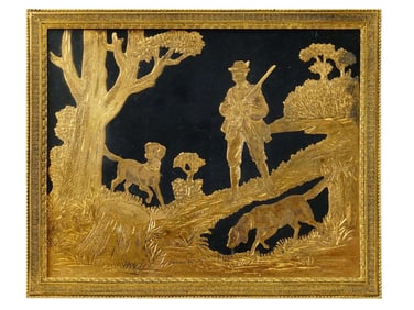 MINIATURE ETCHED FOIL METAL HUNTING SCENE ARTWORK