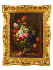 ANTIQUE EUROPEAN SCHOOL STILL LIFE OIL PAINTING