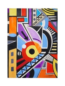 AFTER FERNAND LEGER FRENCH ABSTRACT OIL PAINTING