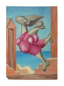 CUBIST BATHER OIL PAINTING AFTER PABLO PICASSO