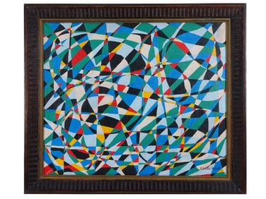 ABSTRACT OIL PAINTING SIGNED BY ARTIST