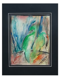 AMERICAN WATERCOLOR PAINTING SIGNED HUNT SLONEM