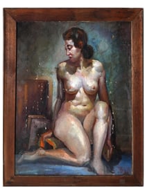 ANTIQUE 19TH C EUROPEAN NUDE FEMALE OIL PAINTING