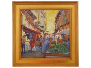 CONTEMPORARY CITYSCAPE OIL PAINTING SIGNED MAURER
