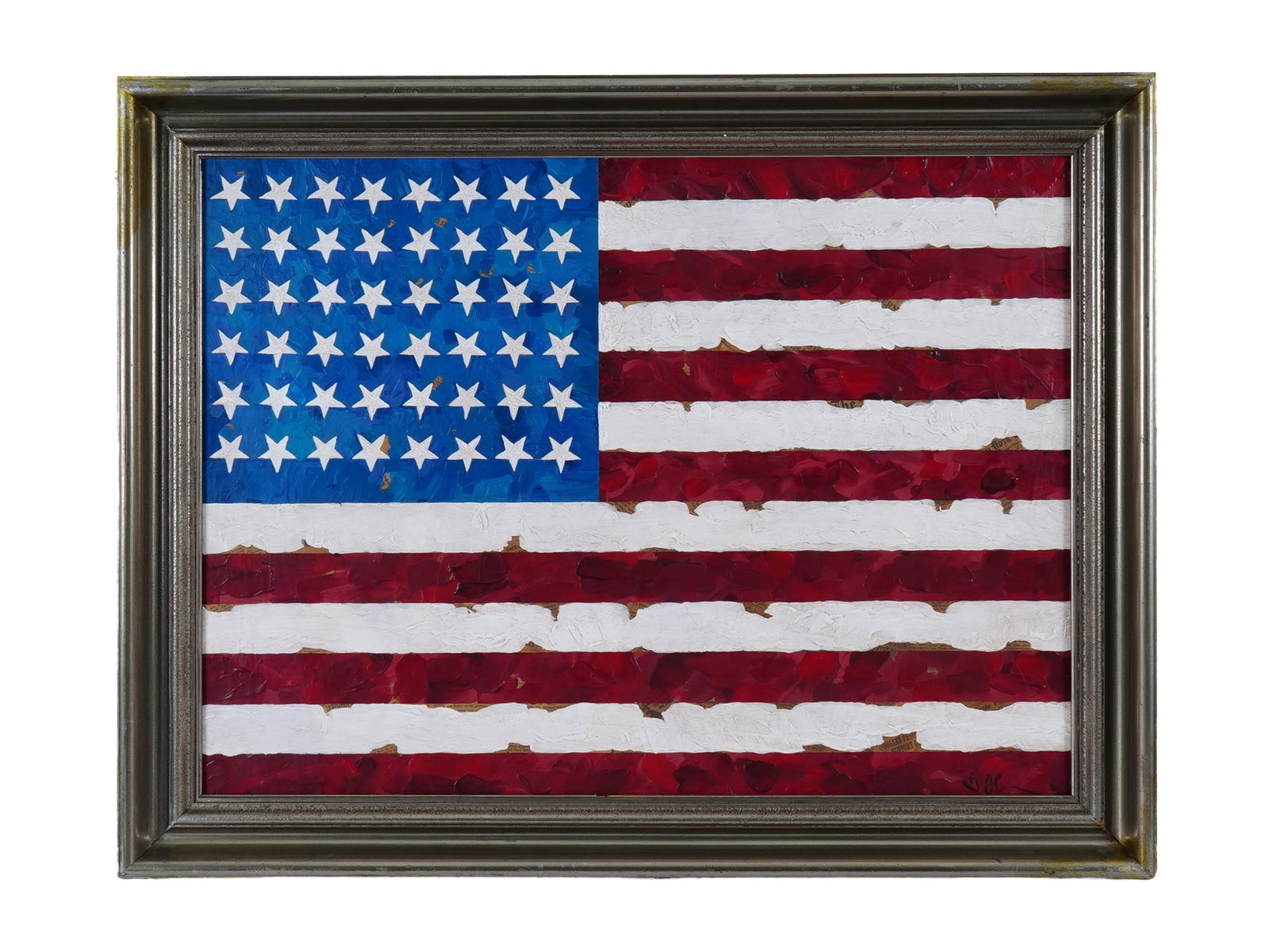 AMERICAN MIX MEDIA FLAG PAINTING AFTER JASPER JOHNS (1 of 4)