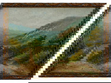 AMERICAN LANDSCAPE OIL PAINTING SIGNED WILLIAM WENDT (1 of 4)