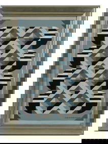 ATTR TO EDWIN MIECZKOWSKI AMERICAN OP ART PAINTING (1 of 4)