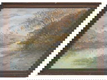 MID CENT CHINESE SCHOOL OIL LANDSCAPE PAINTING (1 of 4)