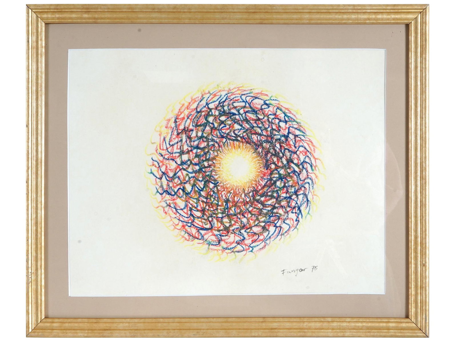 MID CENT POLISH OP ART SCHOOL PASTEL PAINTING (1 of 4)