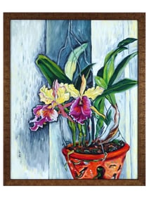 MID CENT CHINESE FLORAL STILL LIFE OIL PAINTING