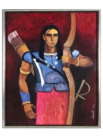 CONTEMPORARY INDIAN SCHOOL PORTRAIT OIL PAINTING