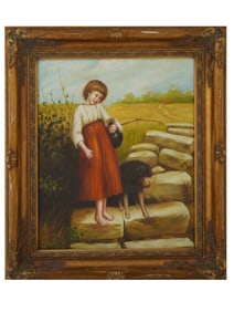 VINTAGE CANADIAN OIL ON CANVAS GENRE PAINTING