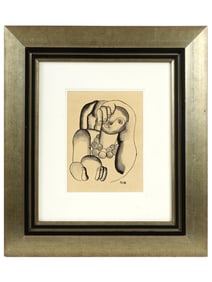 PORTRAIT WATERCOLOR PAINTING SIGNED FERNAND LEGER