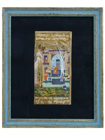 ANTIQUE PERSIAN MUGHAL MINIATURE PAINTING W MANUSCRIPT
