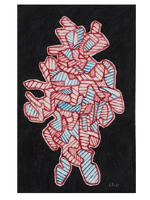 AFTER JEAN DUBUFFET FRENCH MIXED MEDIA PAINTING