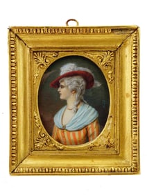 MINI POMPADOUR PORTRAIT PAINTING ON PORCELAIN SIGNED