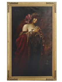 FRENCH FEMALE PORTRAIT PAINTING BY ANTOINE THIVET