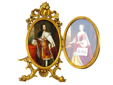 MINI ROYAL PORTRAITS IN PIETRA DURA BRONZE DESK FRAME