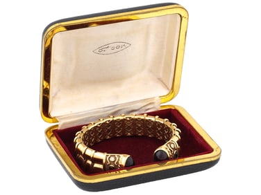 VINTAGE 14K GOLD AMETHYST DIAMOND CUFF BRACELET