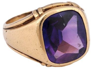 VINTAGE 14K GOLD RING WITH NATURAL AMETHYST