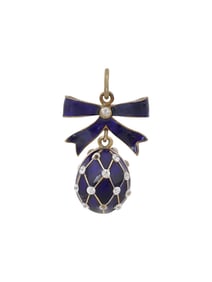 RUSSIAN SILVER ENAMEL EASTER EGG PENDANT
