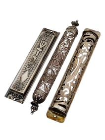 VINTAGE ISRAELI JUDAICA STERLING SILVER MEZUZAHS