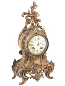 ANTIQUE FRENCH BAROQUE STYLE BRONZE TABLE CLOCK